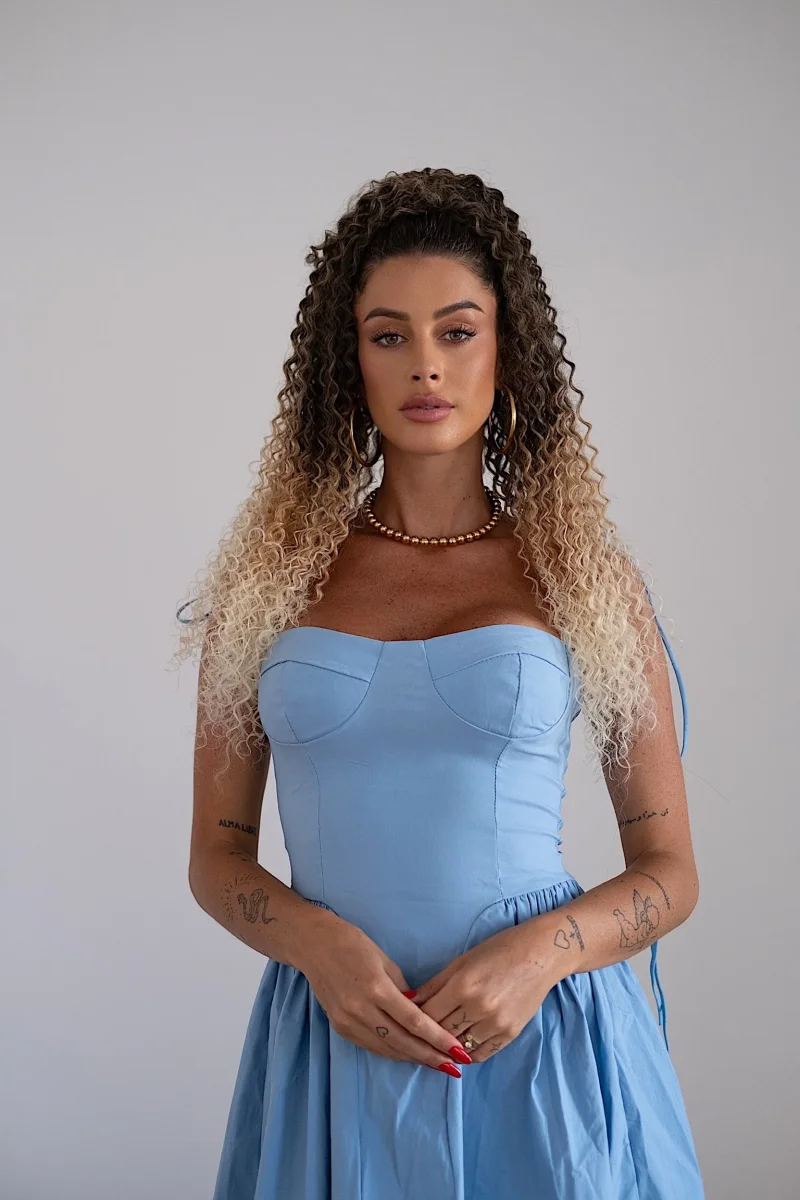 Coda #t2/27/613 Riccio afro con coulisse bionda degradè - immagine 3