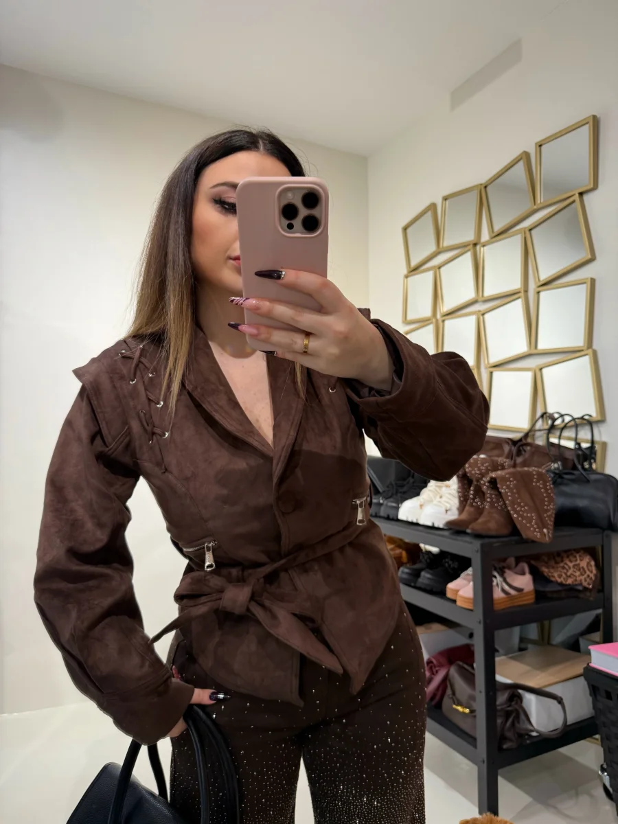 Giacca in Suede con Cintura - immagine 3