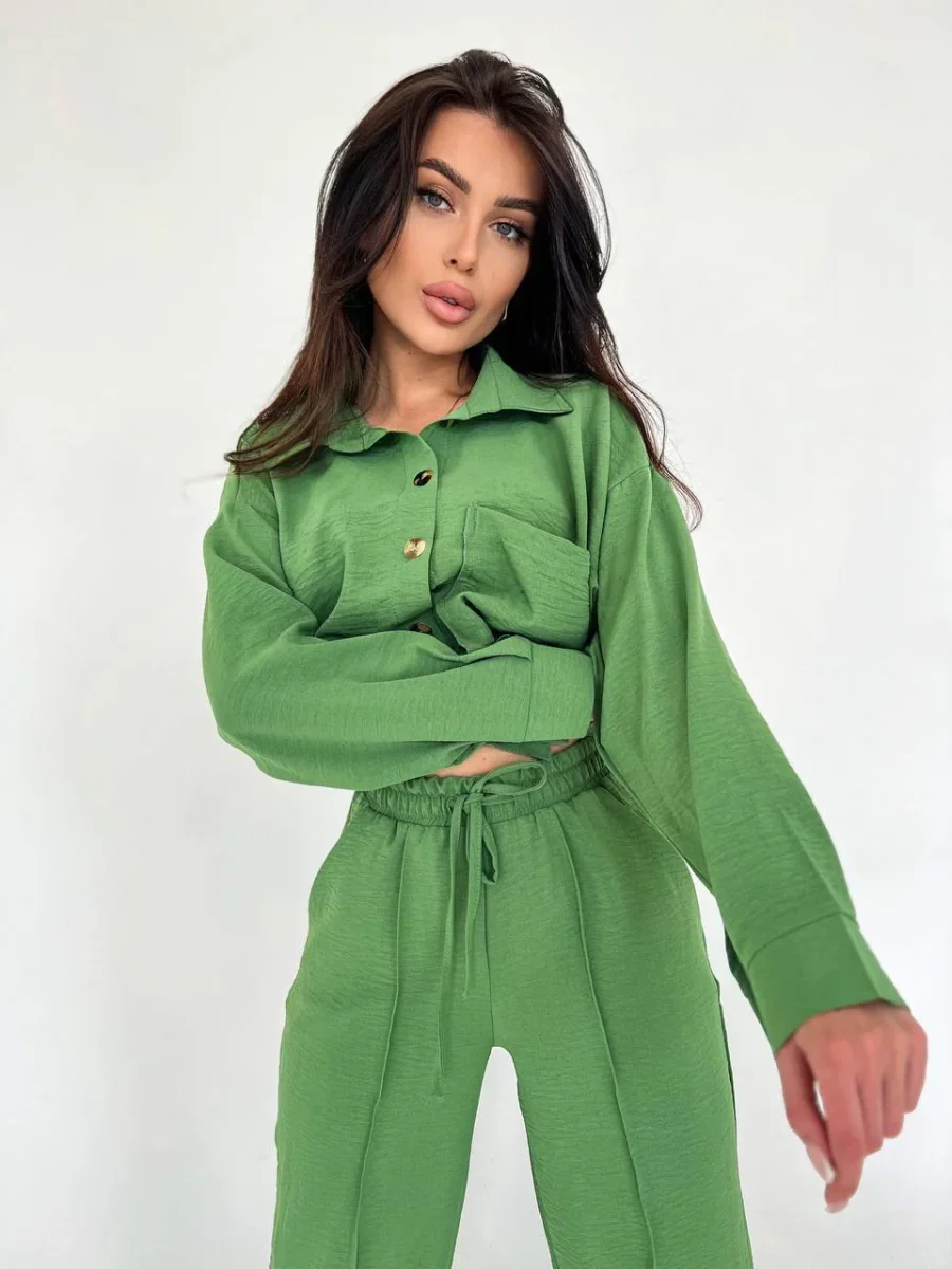 Set due pezzi camicia e pantalone pistacchio - immagine 7