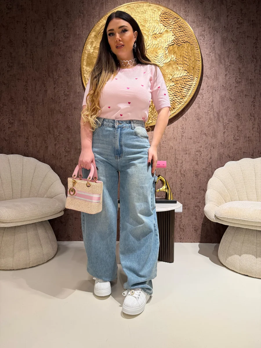 Jeans con tasca a cuore ballon - immagine 5