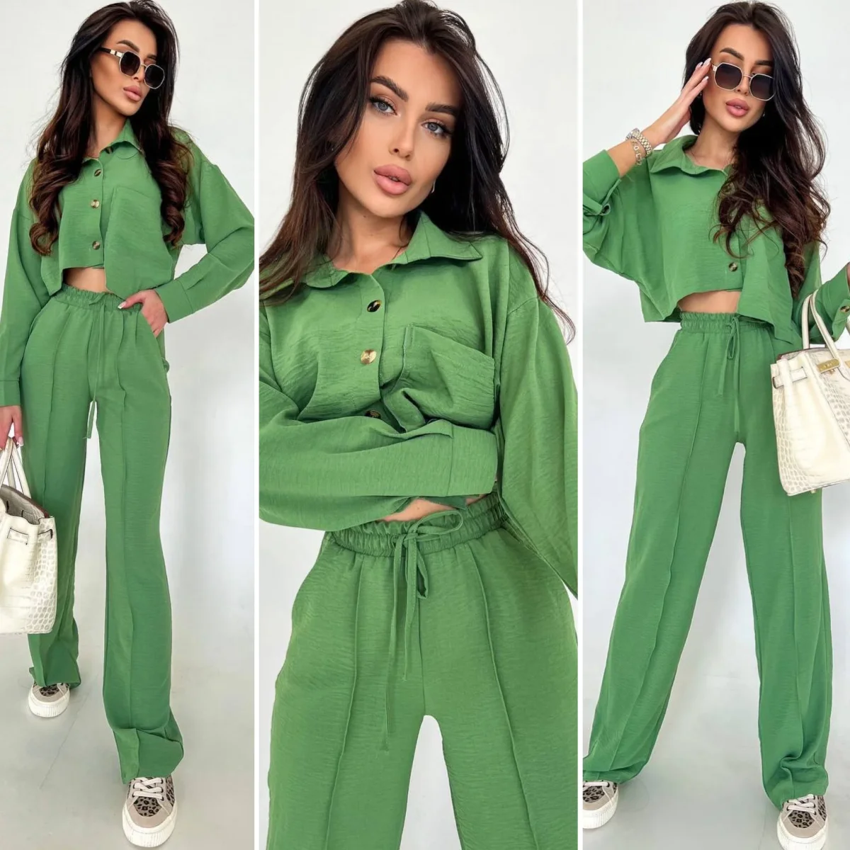 Set due pezzi camicia e pantalone pistacchio