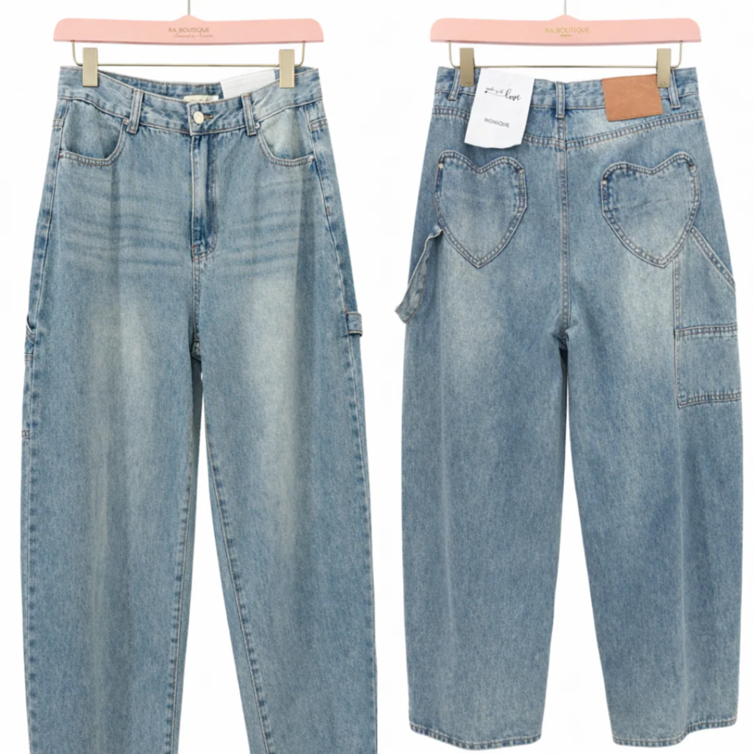 Jeans con tasca a cuore ballon - immagine 6