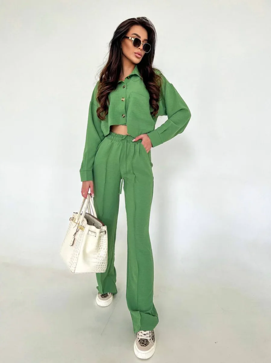 Set due pezzi camicia e pantalone pistacchio - immagine 9