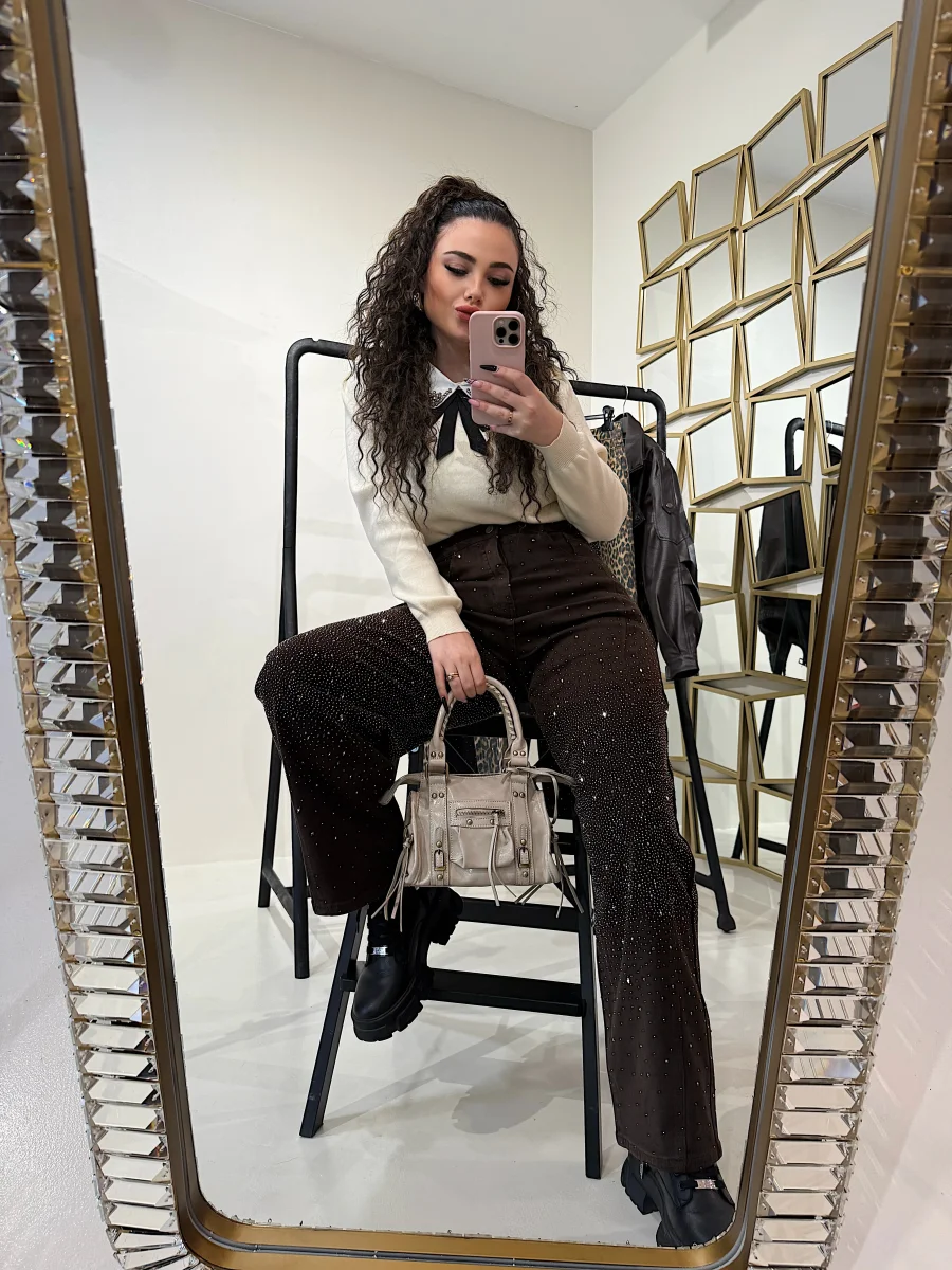 Pantalone con strass choco - immagine 7