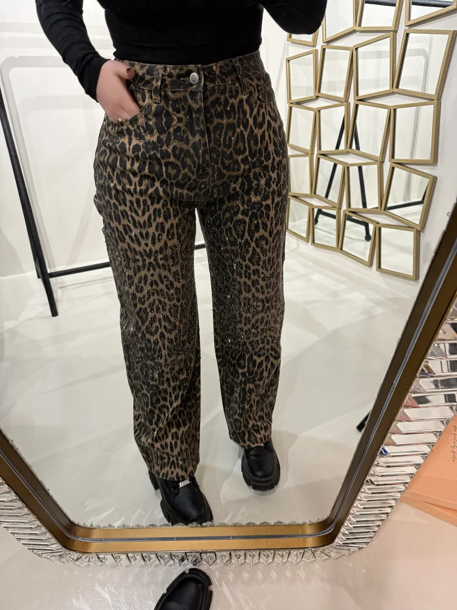 Pantalone con strass animalier - immagine 5