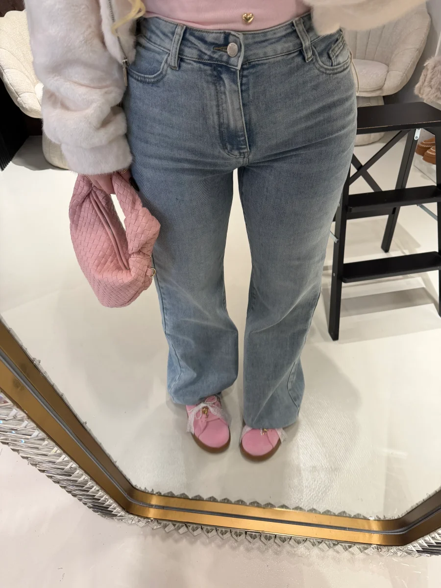 Jeans Basic Wide Leg Denim Chiaro - immagine 5