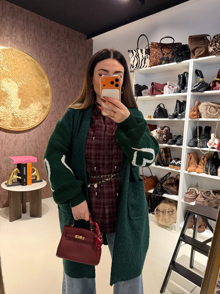 Camicia a quadri bordeaux con strass - immagine 5