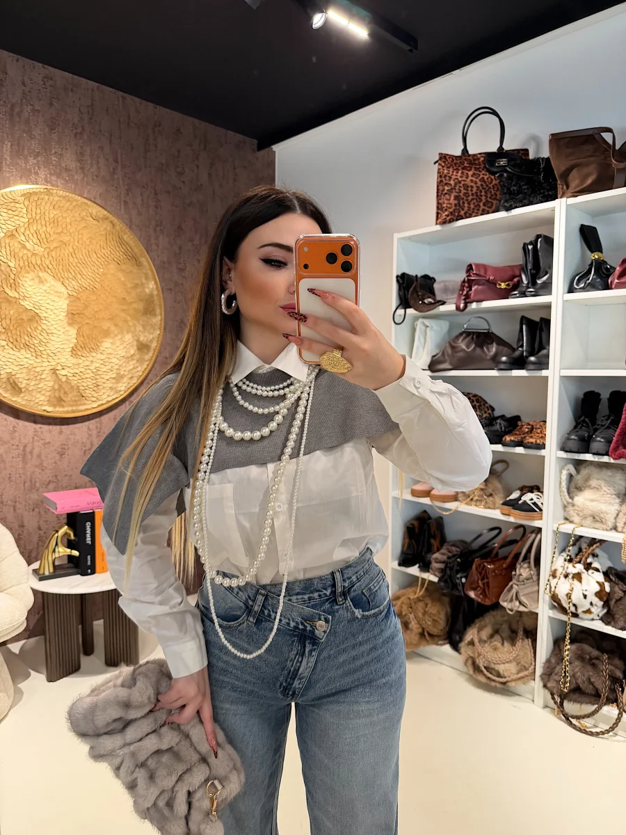 Camicia Layered Chic con maglioncino integrato - immagine 6