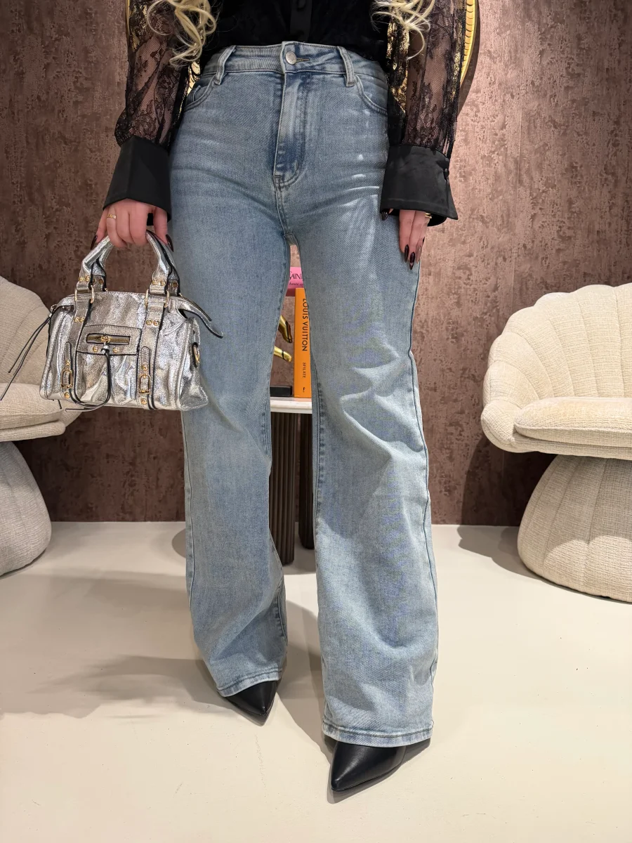 Jeans Basic Wide Leg Denim Chiaro - immagine 3