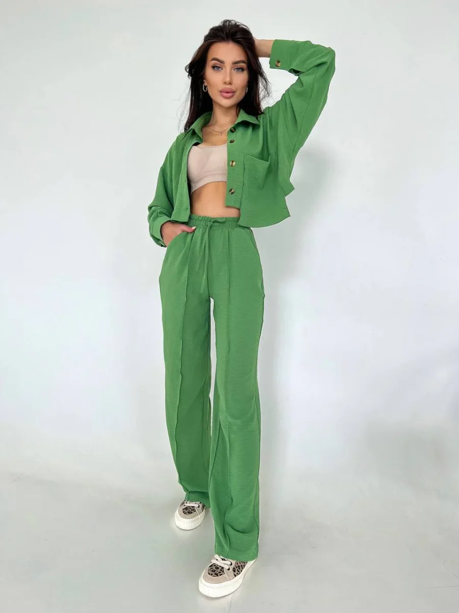 Set due pezzi camicia e pantalone pistacchio - immagine 6