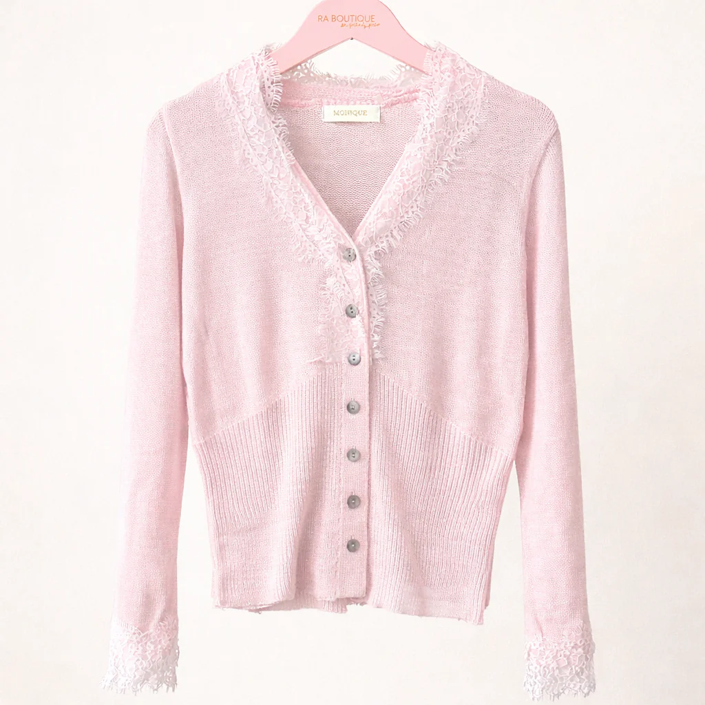 Maglioncino Rosa con Inserti in Pizzo - immagine 4