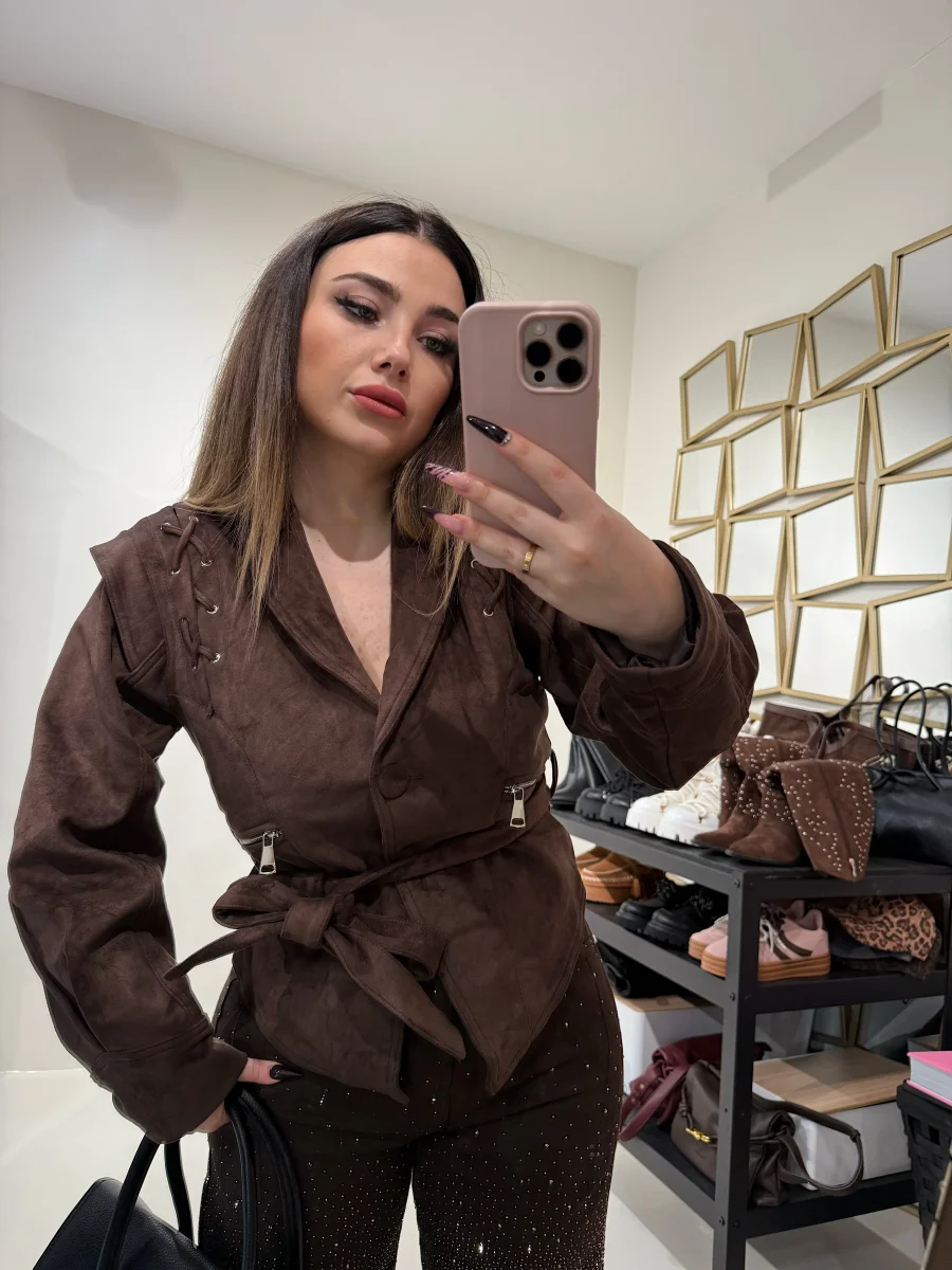 Giacca in Suede con Cintura
