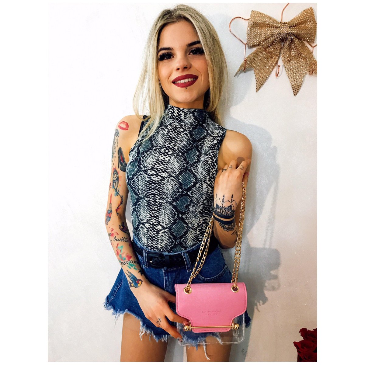 Body smanicato pitonato - immagine 4