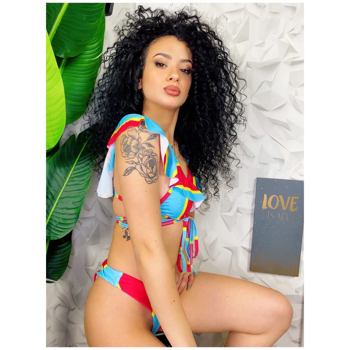 Bikini a righe Formentera celeste e Fuxia - immagine 5